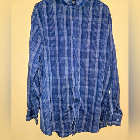 NWOT - R&R Blue Casual Checkered Men's Shirt - XL - Picture 3 of 7